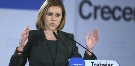 La secretaria general del PP, María Dolores de Cospedal, durante su intervención en las jornadas en las que el partido presenta su programa marco autonómico