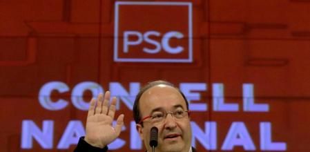 El primer secretario del PSC, Miquel Iceta, durante su intervención en la reunión del Consell Nacional