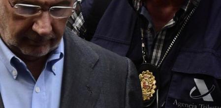 El exvicepresidente del Gobierno y expresidente de Bankia, Rodrigo Rato, en el momento de su detención
