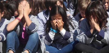 Los alumnos de la Escola Pia de Sarrià, como en muchos otros centros educativos, guardaron un minuto de silencio por las víctimas