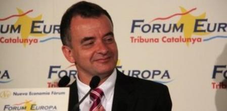 El candidato de ERC por Barcelona, Alfred Bosch, este miércoles en el almuerzo informativo.