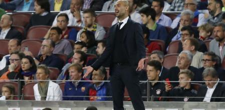 Josep Guardiola durante el partido ante el Barça