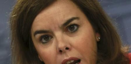 La vicepresidenta del Gobierno, Soraya Sáenz de Santamaría, durante la rueda de prensa posterior al Consejo de Ministros