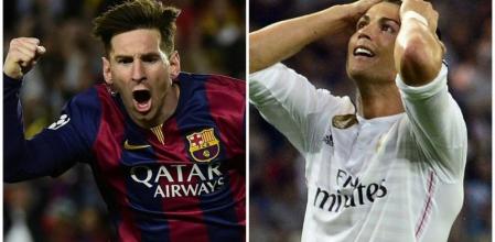 Messi durante el partido contra el Bayern y Cristiano tras empatar ante el Valencia