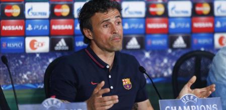 Luis Enrique, durante la rueda previa a las semifinales del Champions