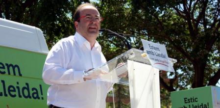 El líder del PSC Miquel Iceta durante su intervención en Lleida en un acto de campaña