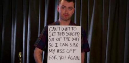 Sam Smith, recién operado de las cuerdas vocales, se las ingenió para agradecer el premio que recibió