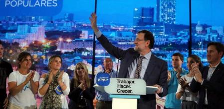Mariano Rajoy en un momento de su mitín en Barcelona
