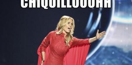 Un 'meme' de Edurne durante su actuación en Eurovisión en Viena