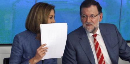Rajoy y Cospedal, en la sede del PP en Madrid
