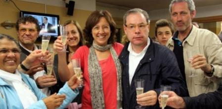 Anna Erra y Josep Arimany tras conocer los resultados de estas elecciones municipales