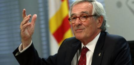 El alcalde de Barcelona en funciones, Xavier Trias durante la rueda de prensa sobre el traspaso a Ada Colau