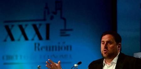 Oriol Junqueras, presidente de ERC, durante su intervención de ayer, en Sitges