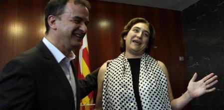 Ada Colau y Alfred Bosch tras la rueda de prensa conjunta para anunciar el apoyo de ERC a la investidura