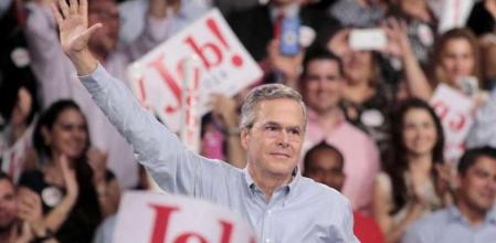Jeb Bush, durante la presentación de su candidatura, este lunes en Miami