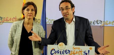 Josep Rull y Mercè Conesa, de CDC, en rueda de prensa