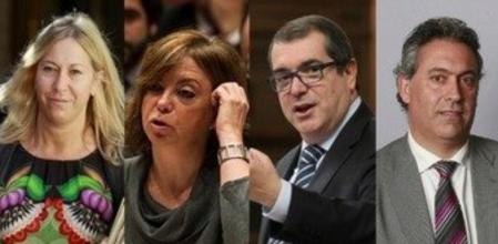 Neus Munté, vicepresidenta, consellera de Benestar Social i Família y portavoz del Govern, Meritxell Borràs, nueva consellera de Governació, Jordi Jané, conseller de Interior, y Jordi Ciuraneta, nuevo conseller de Agricultura.
