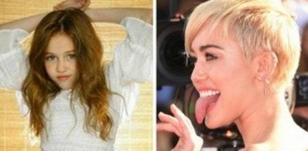 Miley Cyrus cuando era una niña y en una foto reciente