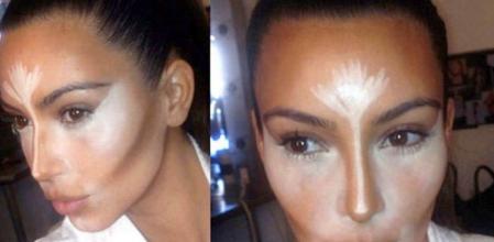 Kim Kardashian practicando el contouring