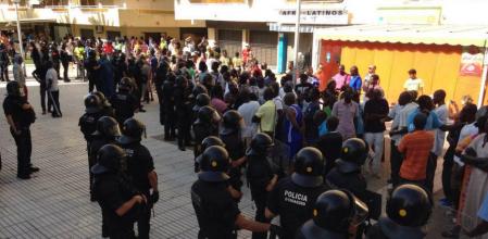 Cordón policial de los Mossos en Salou