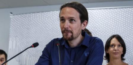 El líder de Podemos, Pablo Iglesias, en rueda de prensa.