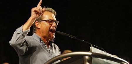 El presidente de la Generalitat y número 4 en la candidatura de Junts pel Sí, Artur Mas, en su discurso durante el acto de la candidatura independentista Junts pel Sí en Barcelona