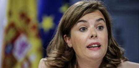 La vicepresidenta del Gobierno, Soraya Saénz de Santamaría, durante la rueda de prensa posterior a la reunión del Consejo de Ministros