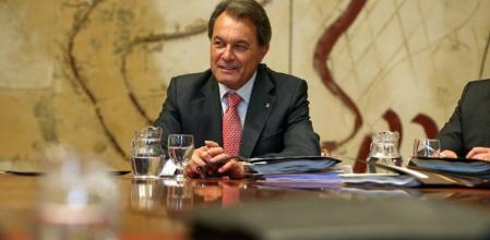 El presidente de la Generalitat, Artur Mas, al inicio de la reunión semanal del Govern
