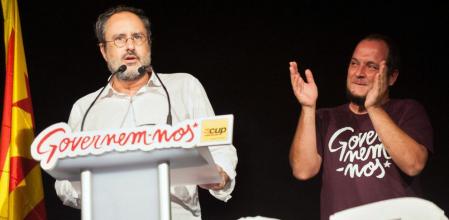 Antonio Baños junto a David Fernández en el acto celebrado en Sabadell