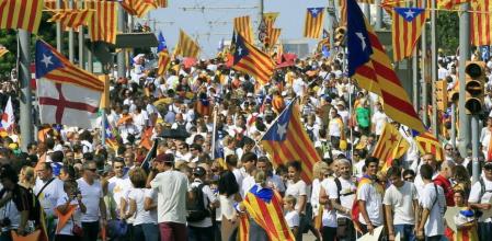 Manifestación en la Via Lliure convocada por las plataformas independentistas