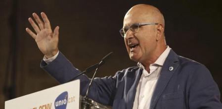El presidente de Unió Democràtica de Catalunya, Josep Antoni Duran i Lleida, durante el acto de inicio de campaña a las elecciones catalanas del 27S