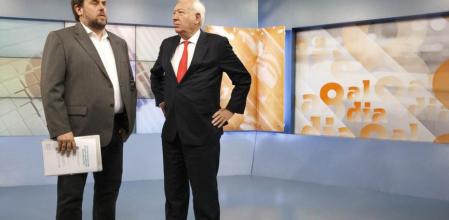 El Ministro de interior Jose Manuel Garcia Margallo y Oriol Junqueras antes del debate sobre la independencia de Catalunya.