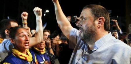 Oriol Junqueras celebra la victoria del independentismo en las elecciones catalanas del 27S