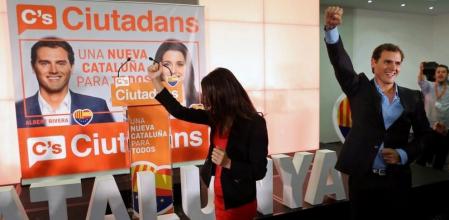 Inés Arrimadas y Albert Rivera celebran los resultados de Ciutadans en las elecciones catalanas