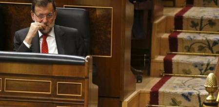 El presidente del Gobierno, Mariano Rajoy, durante la sesión de control en el Congreso