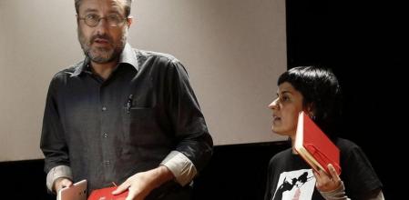 El candidato a la presidencia de la Generalitat por la CUP, Antonio Baños, y la número dos, Anna Gabriel