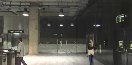 Imagen virtual del aparcamiento de bicis en el vestíbulo de la estación de Mercabarna.