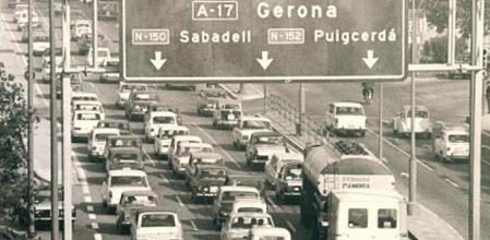 Atasco de tráfico en los años 70