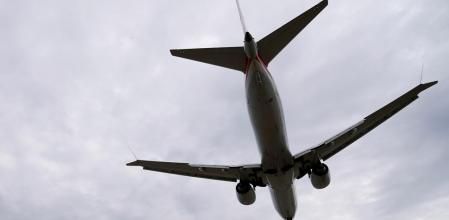 Imagen de archivo. Un Boeing 737 MAX 8 de American Airlines procedente de Los Ángeles aterriza en el Aeropuerto Nacional Reagan