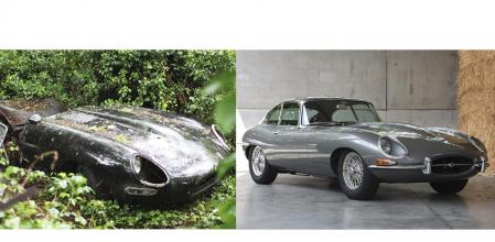 El Jaguar E-Type de 1964 restaurado fue encontrado abandonado en un bosque en Inglaterra