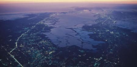 Aerial view of Silicon Valley from 30,000 feet.