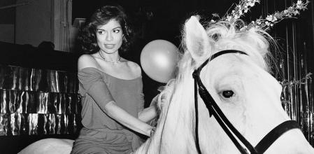 Bianca Jagger on a white horse that happened to be inside Studio 54 on her birthday in 1977. This iconic photo was taken by Rose Hartman, subject of Otis Mass' documentary The Incomparable Rose Hartman, screening at the 2016 Bentonville Film Festival. PHOTO CREDIT: Rose Hartman / The Artists Company