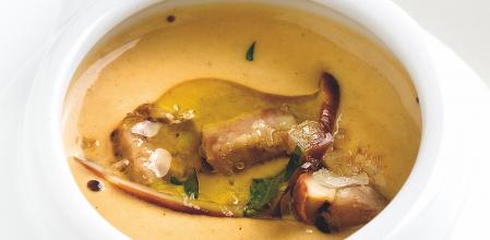 Crema de boletus y butifarra