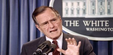 George Bush, en una rueda de prensa durante la campaña de Iraq
