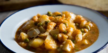 Estofado de sepia y camarones