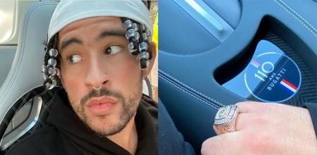 El cantante de trap Bad Bunny estrena su flamante superdeportivo Bugatti Chiron Sport que conmemora el 110 aniversario de la firma francesa