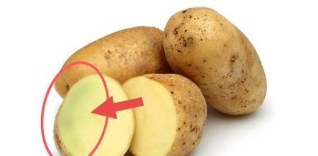 Patatas con zonas verdes o brotes
