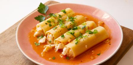 Canelones de pescado y mariscos