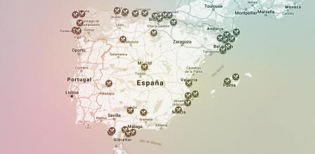 Mapa informativo sobre algunos de los restaurantes más importantes de España