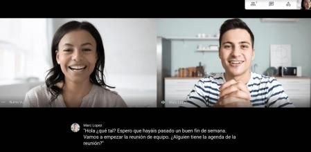 Google Meet con subtítulos de traducción automática